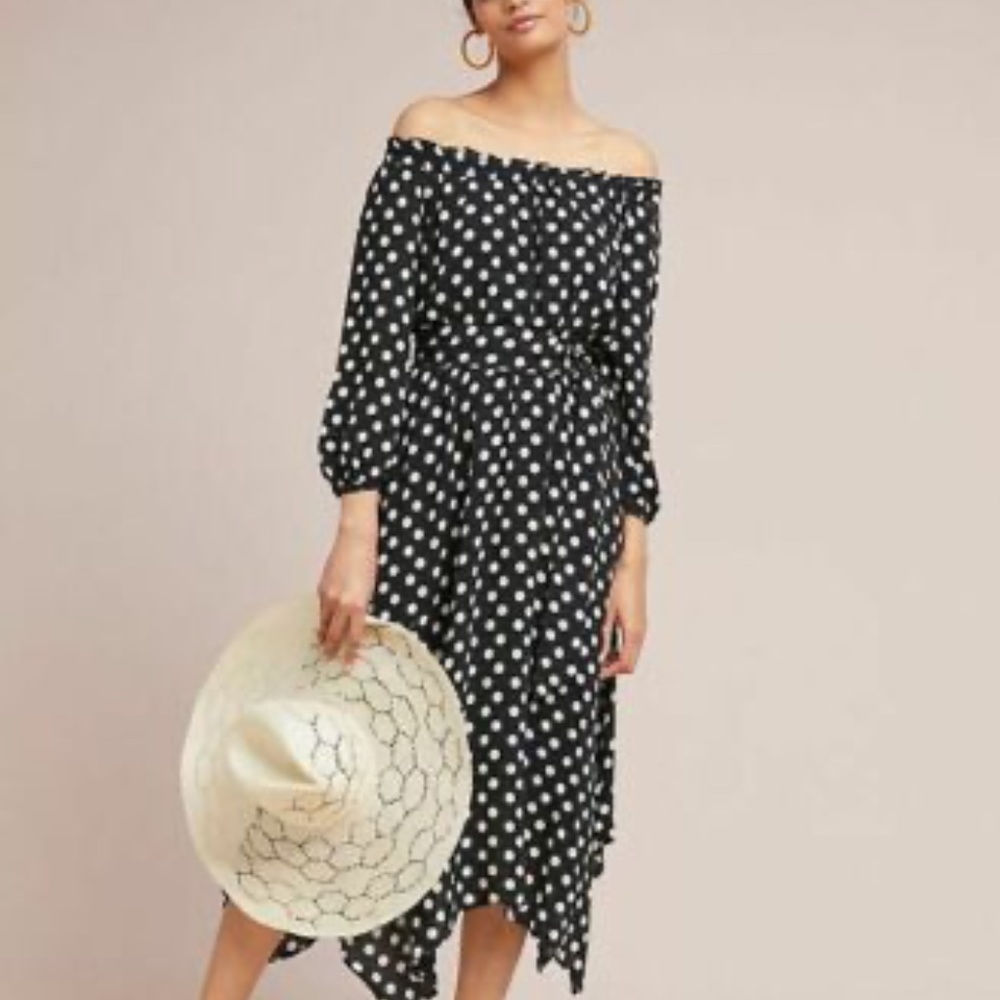 Maeve by Anthropologie Dotted Off-Shoulder Midi Dress 14